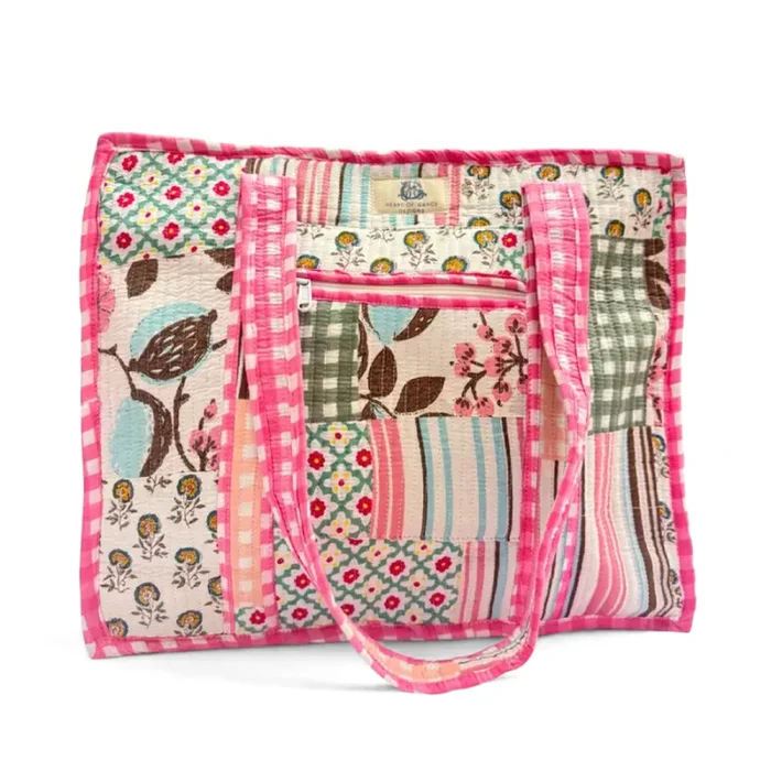 Heart of Grace Rose Chapelle Large Quilted Zipper Tote Bag
