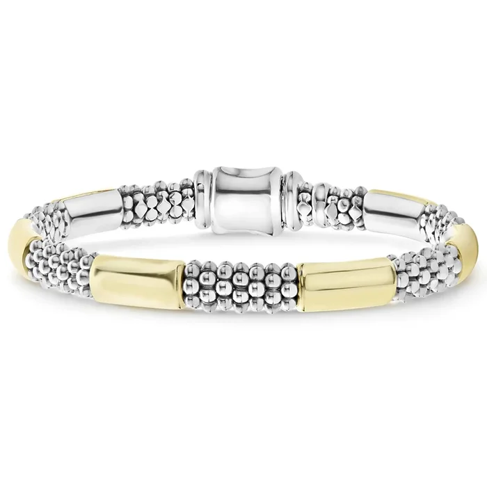 High Bar Two-Tone Station Caviar Bracelet | 6mm