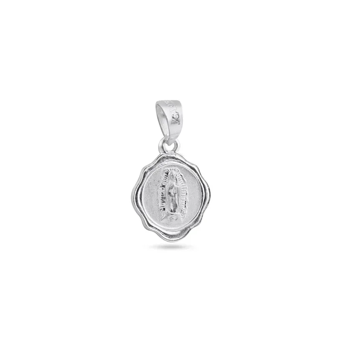 High Polished 925 Sterling Silver Wavy Edge Lady of Guadalupe Medallion Pendant – JCA010-1