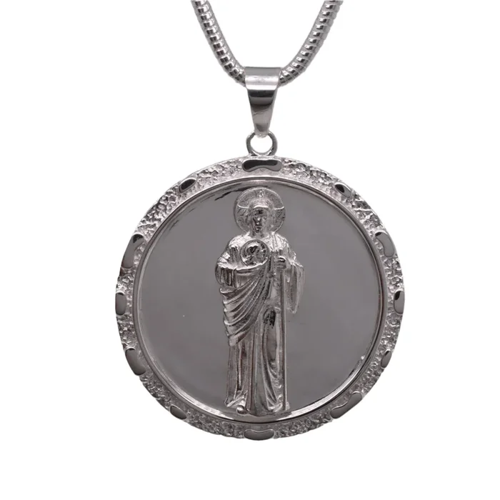 High Polished Anti Tarnish 925 Sterling Silver 23mm Round Saint Jude Pendant – DIP00001