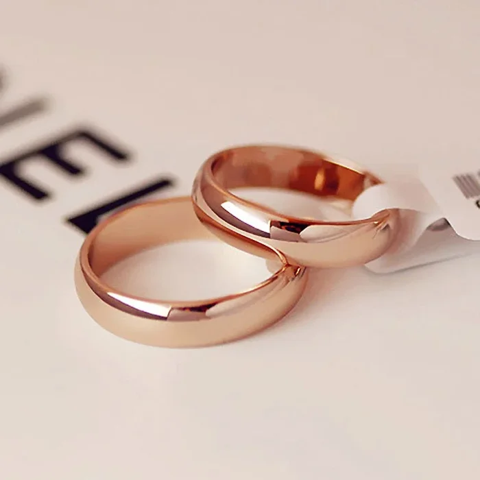 High quality 4mm Wholesale Simple Ring Fashion Rose Gold Ring Men’s and Women’s Exclusive Couple Wedding Ring