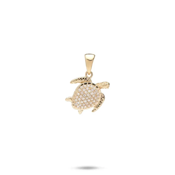 Honu Pendant in Gold with Diamonds – 11mm