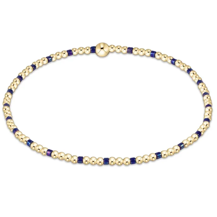 Hope Sincerity Pattern 2mm Bead Bracelet – Blue Metallic