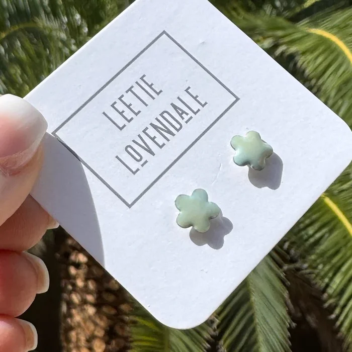 Ice Blue Daisy Studs – Little Deadstock Vintage Enamel Stud Earrings