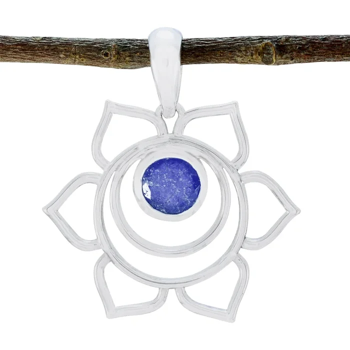 Indian Blue Sapphire Dainty Spanish 92.5 Silver Solitaire Ines Rope-Wire Blue Pendant Jewellery