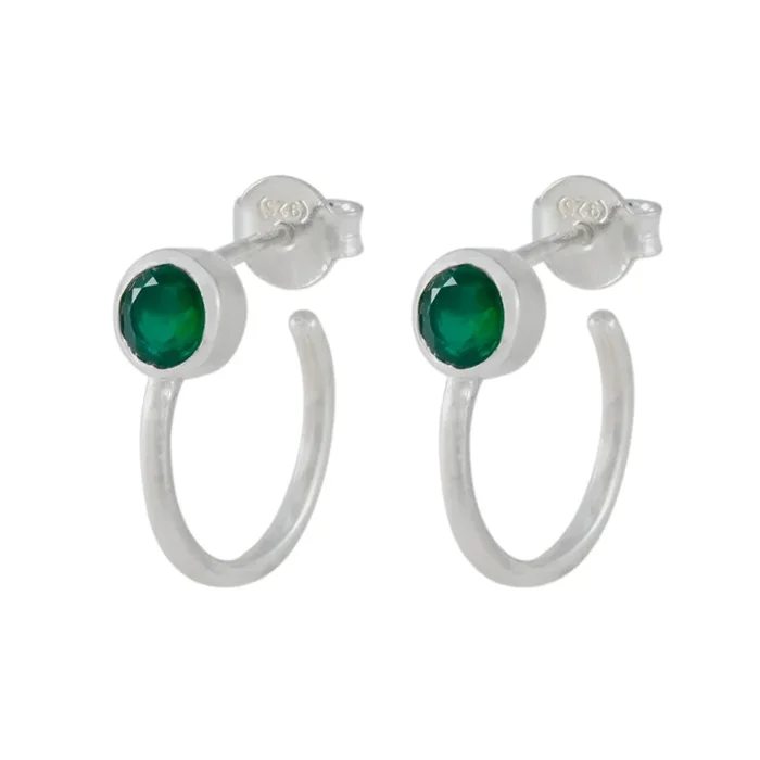 Indian Emerald African Isabella Solitaire Stud Green 925 Sterling Silver Earring