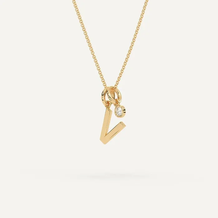 Initial Letter V Necklace