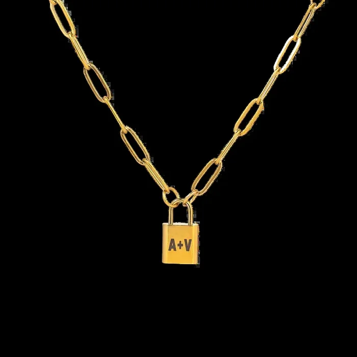 Initial Lock Pendant Necklace