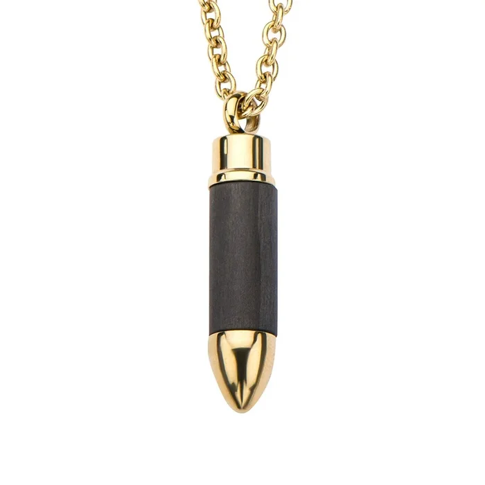 Inox Gold IP Stainless Steel and Carbon Graphite 22-inch Bullet Pendant