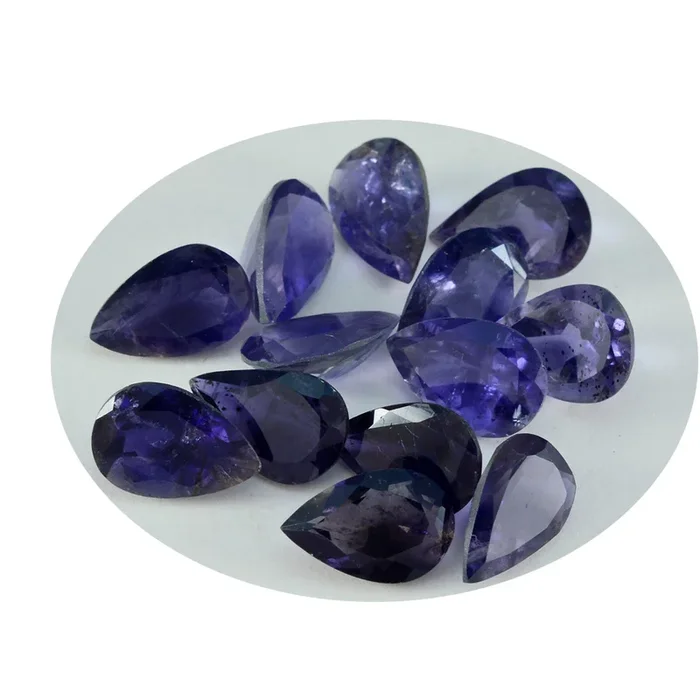 Iolite 1PC Large 8×12 MM Pear Faceted Blue High-Quality Semi Precious Loose Gems