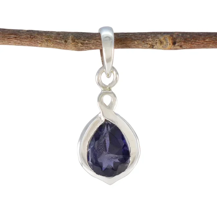 Iolite Elegant Japanese 92.5 Silver Solitaire Li Lee Bubble Blue Pendant Jewellery