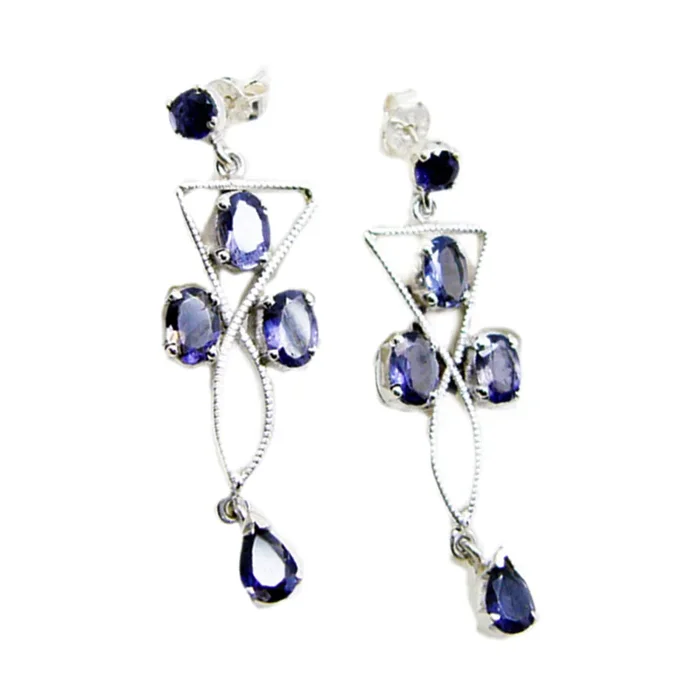 Iolite Middle Eastern Giulia multiple Stud Blue Silver Earring