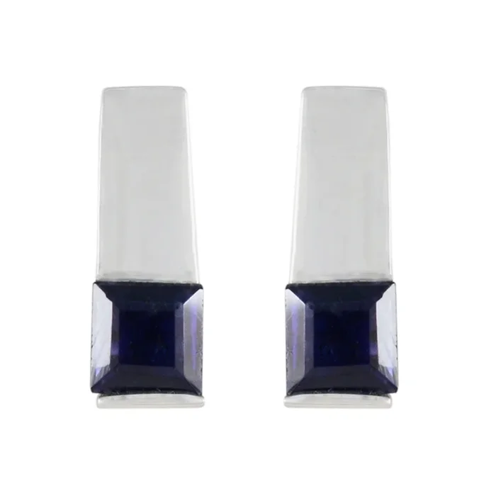 Iolite Spanish Leah Solitaire Stud Blue 925 Silver Earring