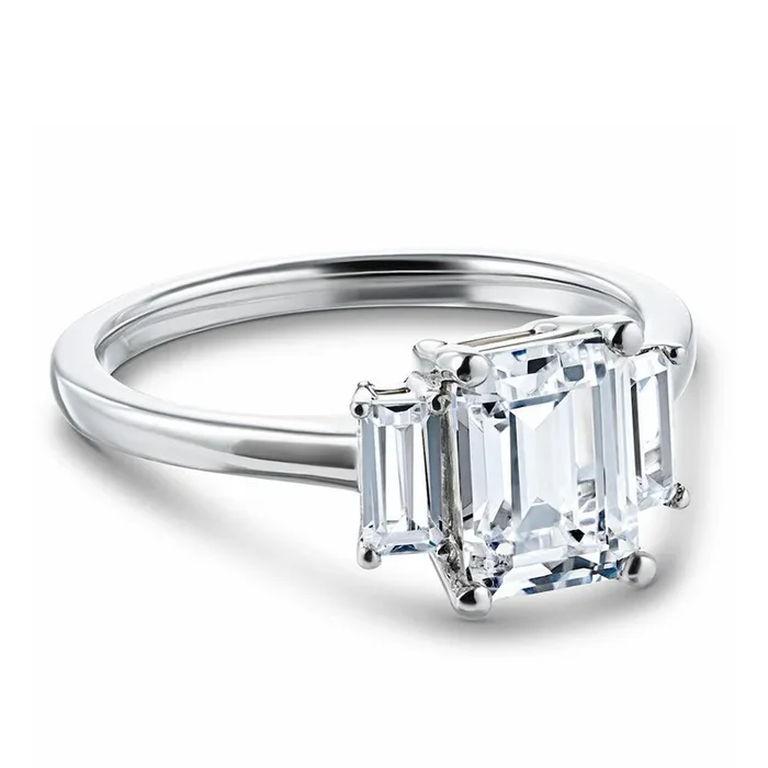 Isla Emerald Lab Grown Diamond Three Stone Engagement Ring
