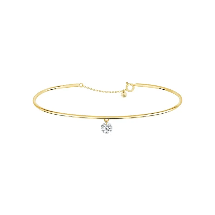 Jonc La Brune et La Blonde 360° en or jaune diamant taille brillant 0,10 carat