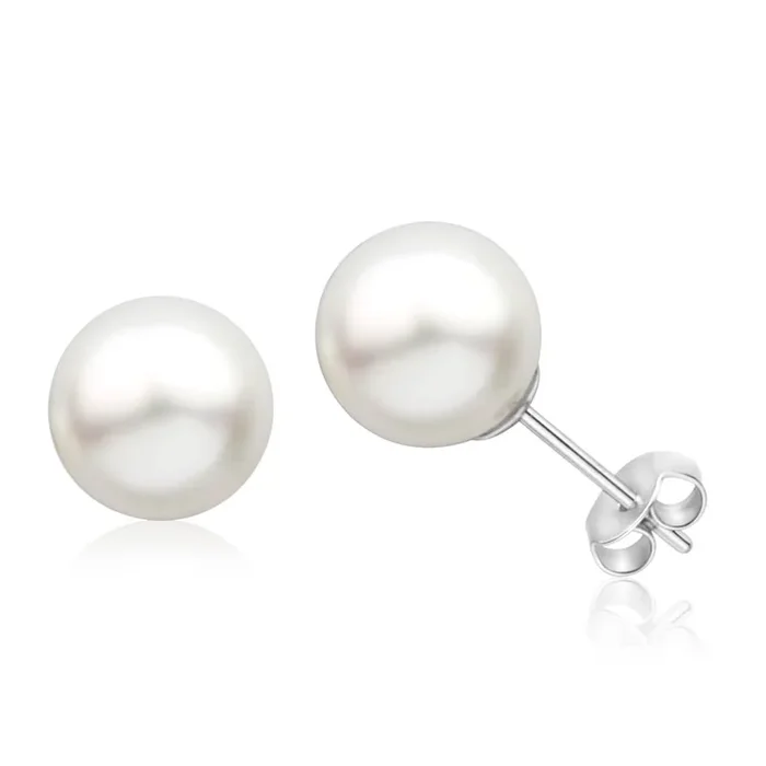 Julio’ 9ct White Gold White South Sea Pearl Stud Earrings
