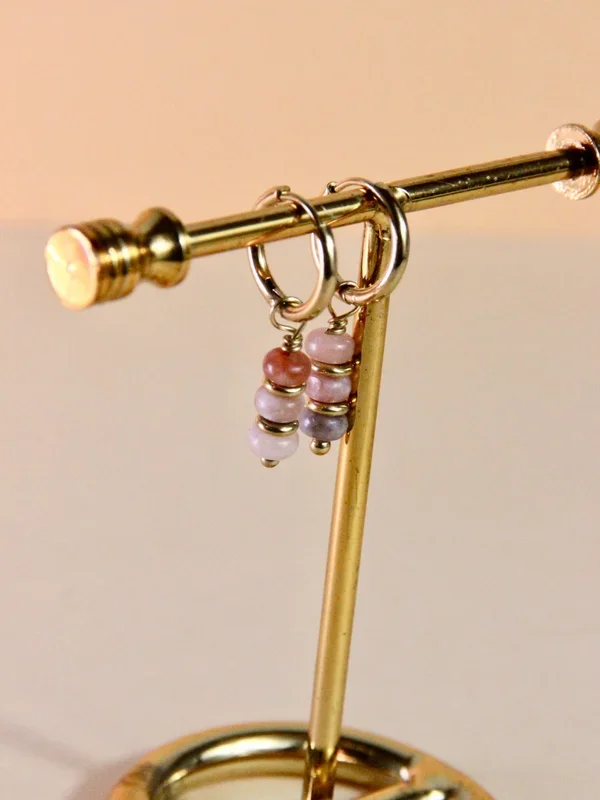 Kisha mini hoop earrings – dangling with semi-precious stone