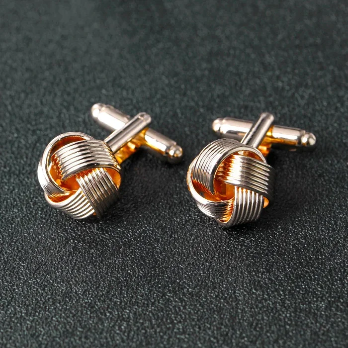 Knot Cufflinks for Men Shirt Cufflinks Silver Gold Color Plated Unique Fashion Business Wedding French Cuff Links