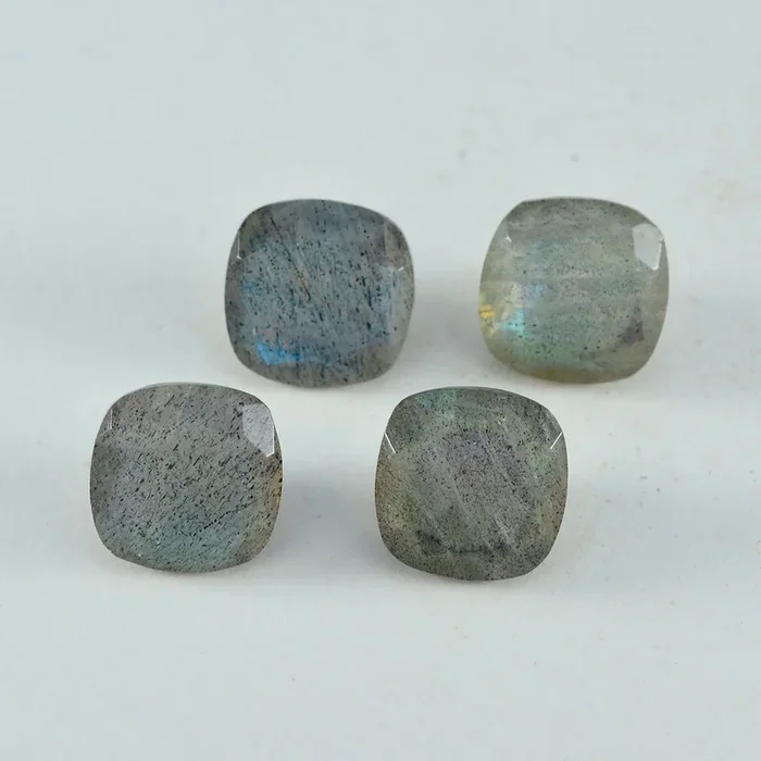 Labradorite 10PC Tiny 3×3 MM Cushion Faceted Gray Fiery Semi Precious Loose Gemstone