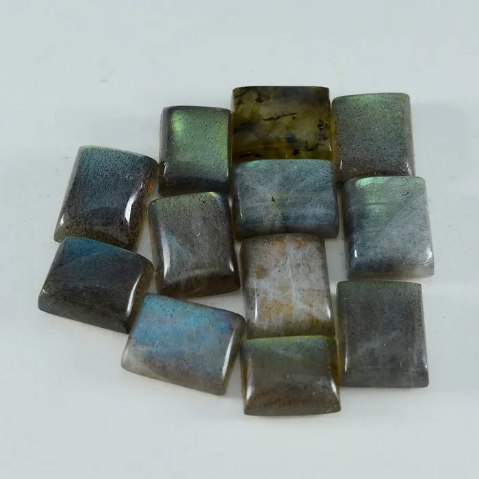 Labradorite 1PC Medium 8×10 MM Emerald Cabochon Gray Fiery semi Precious Loose Gemstone