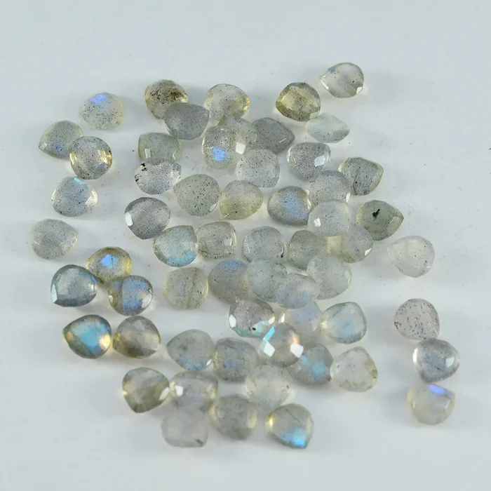 Labradorite 1PC Medium 9×9 MM Heart Faceted Gray Lustrous Semi Precious Gems