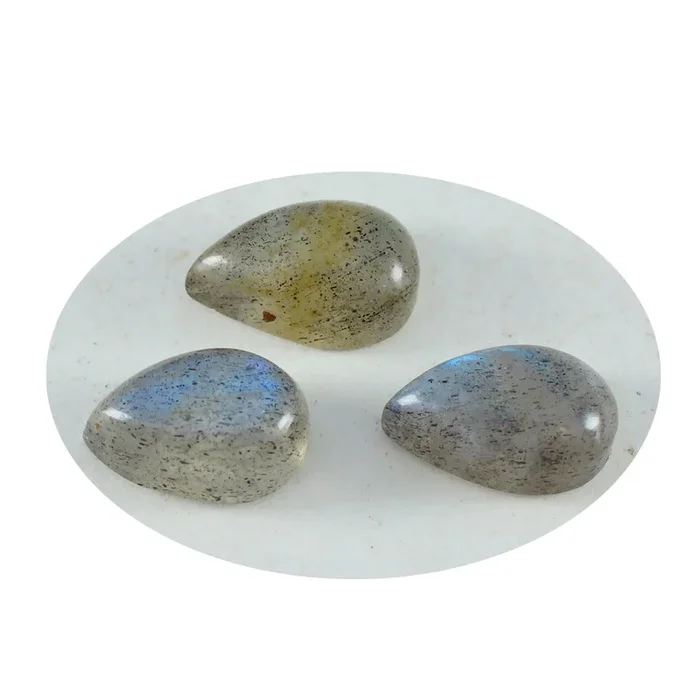 Labradorite 1PC Small 6×9 MM Pear Cabochon Gray Shine semi Precious Loose Gems