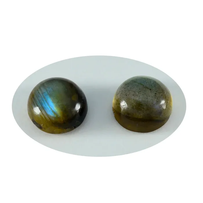 Labradorite 1PC Small 8×8 MM Round Cabochon Gray Brilliant semi Precious Loose Gems