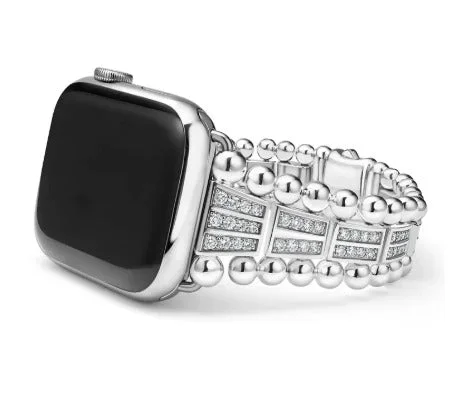 LAGOS ‘Smart Caviar’ Sterling Silver & 3.20ctw Diamond Smart Watch Band (42-49mm)