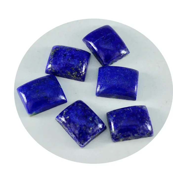 Lapis Lazuli 1PC Small 6×8 MM Emerald Cabochon Blue Shine semi Precious Loose Gemstones