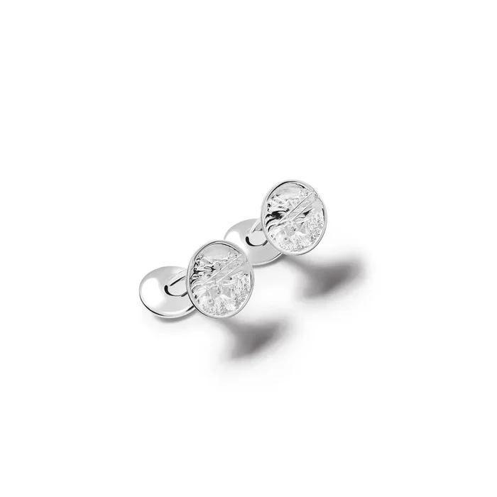 Le Ski Medallion Single Ended Cufflinks Silver