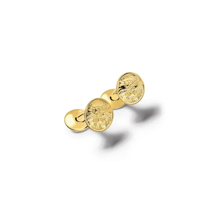 Le Ski Medallion Single Ended Cufflinks Yellow Gold
