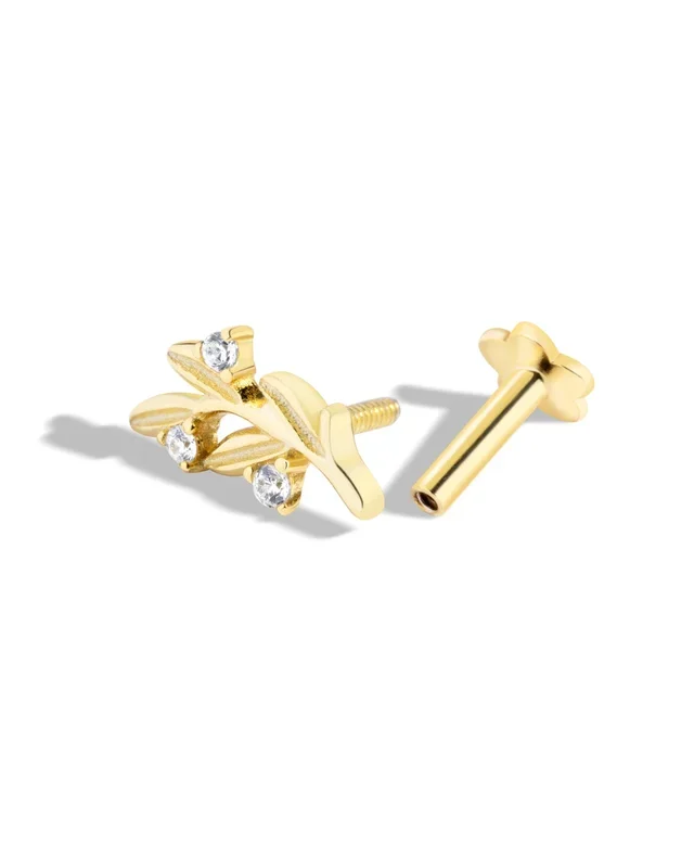 Leaflet Sparkle Stud Earrings