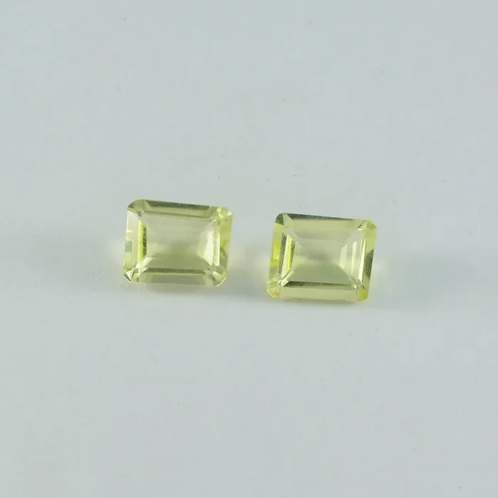 Lemon Quartz 10PC Tiny 4×6 MM Emerald Faceted Yellow Pure Semi Precious Loose Gems