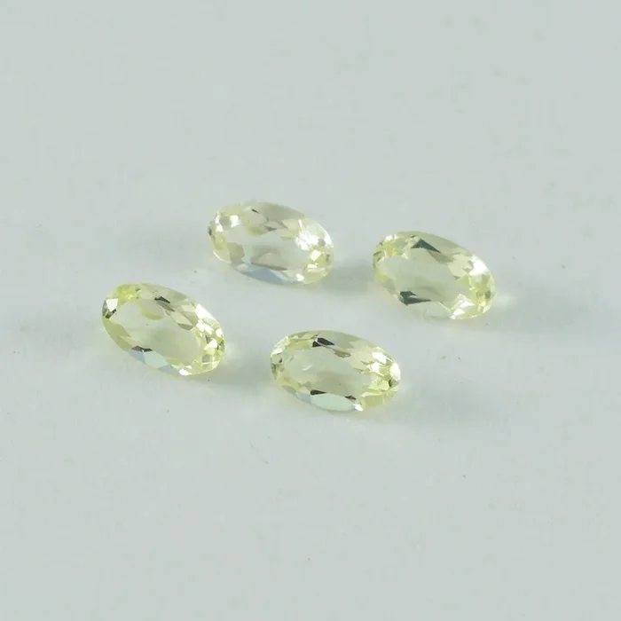 Lemon Quartz 10PC Tiny 4×6 MM Oval Faceted Yellow Shine Semi Precious Loose Gems