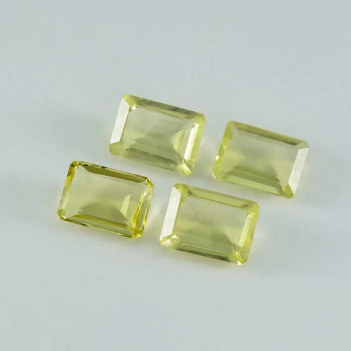 Lemon Quartz 1PC Large 10×12 MM Emerald Faceted Yellow Fine Semi Precious Loose Gemstone