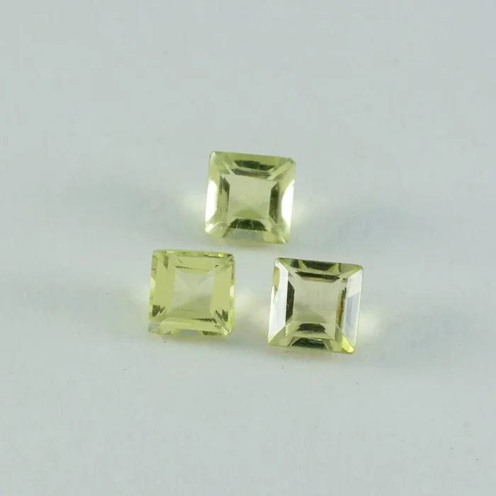Lemon Quartz 1PC Small 8×8 MM Square Faceted Yellow Luster Semi Precious Loose Gems