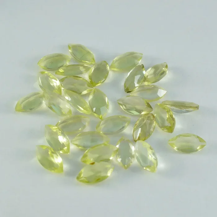 Lemon Quartz 1PC Tiny 4×8 MM Marquise Faceted Yellow High-Quality Semi Precious Loose Gems