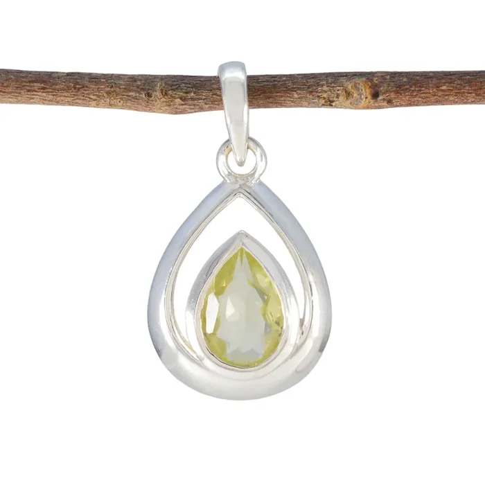 Lemon Quartz Delicate German Sterling Silver Solitaire Patricia Sophisticated Yellow Pendant Jewellery
