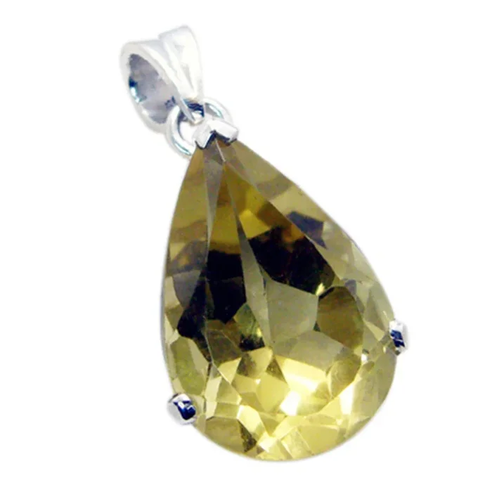 Lemon Quartz Statement German Silver Solitaire Victoria Bubble Yellow Pendant Jewelry