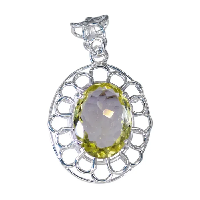 Lemon Quartz Statement Moroccan Sterling Silver Solitaire Clara Rope-Wire Yellow Pendant Jewellery