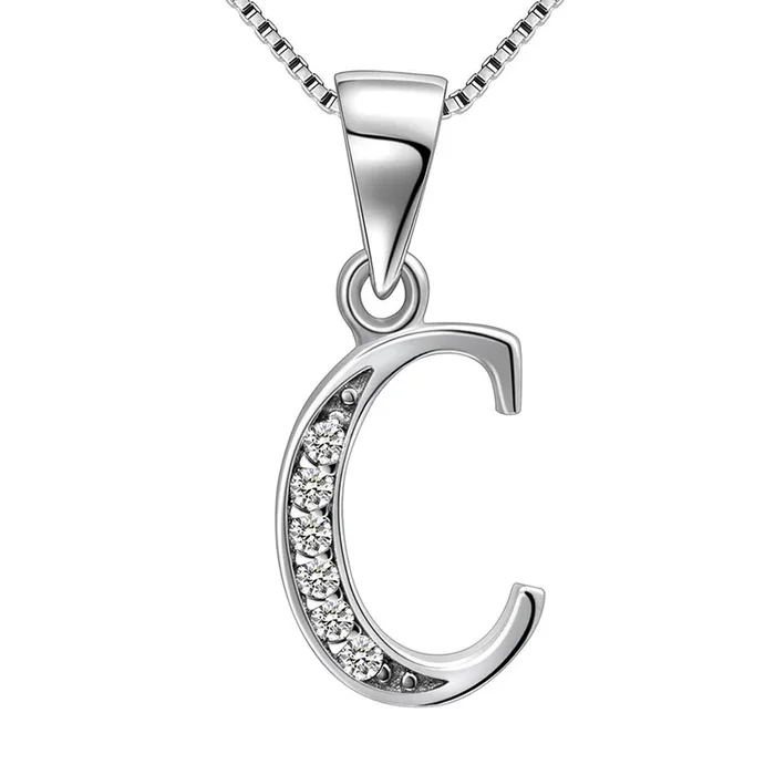 Lettera C Iniziale Collane Ciondolo Donna Uomo Nome Gioielli Regalo Argento 925