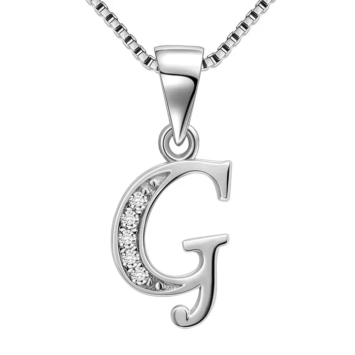 Lettera G Iniziale Collane Ciondolo Donna Uomo Nome Gioielli Regalo Argento 925