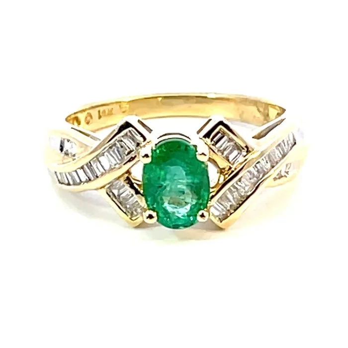 LEWIS COLLECTION Emerald and Diamond 14K Yellow Gold Ring