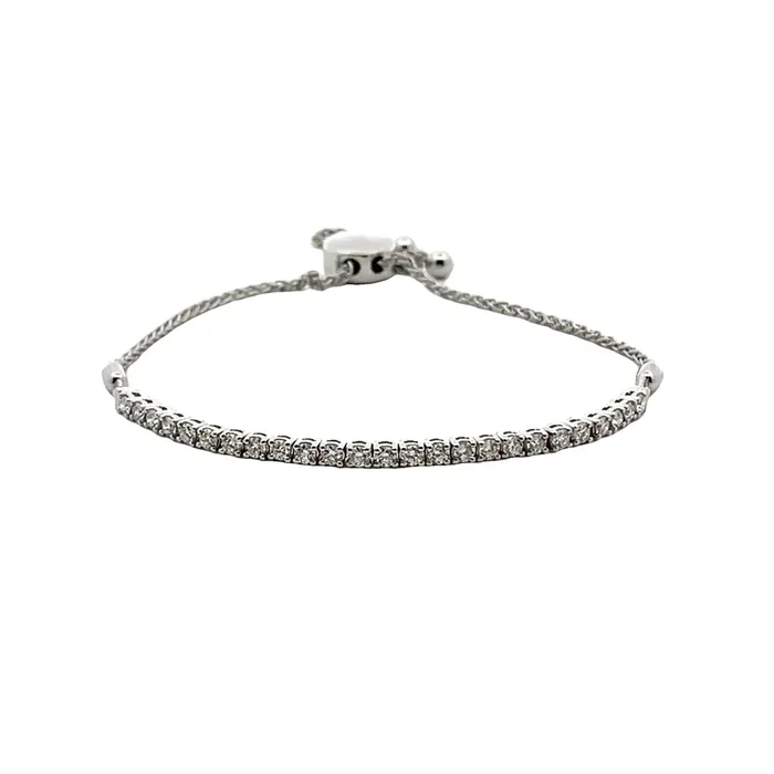 LEWIS COLLECTIONS 14K White Gold & 1.0ctw Diamond Half Tennis/ Bolo Style Bracelet