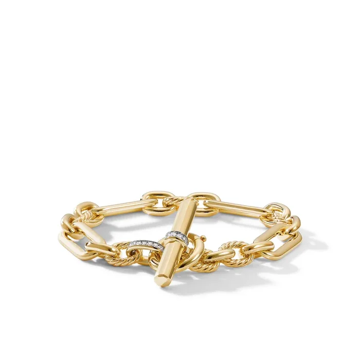 Lexington Chain Bracelet in 18K Yellow Gold with Diamonds, 9.8mm