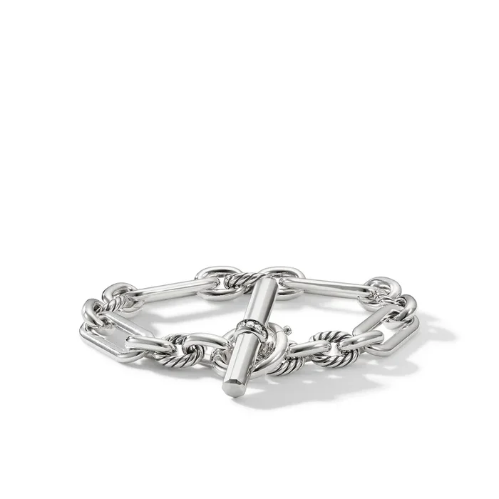 Lexington Chain Bracelet in Sterling Silver with Diamonds, 9.8mm
