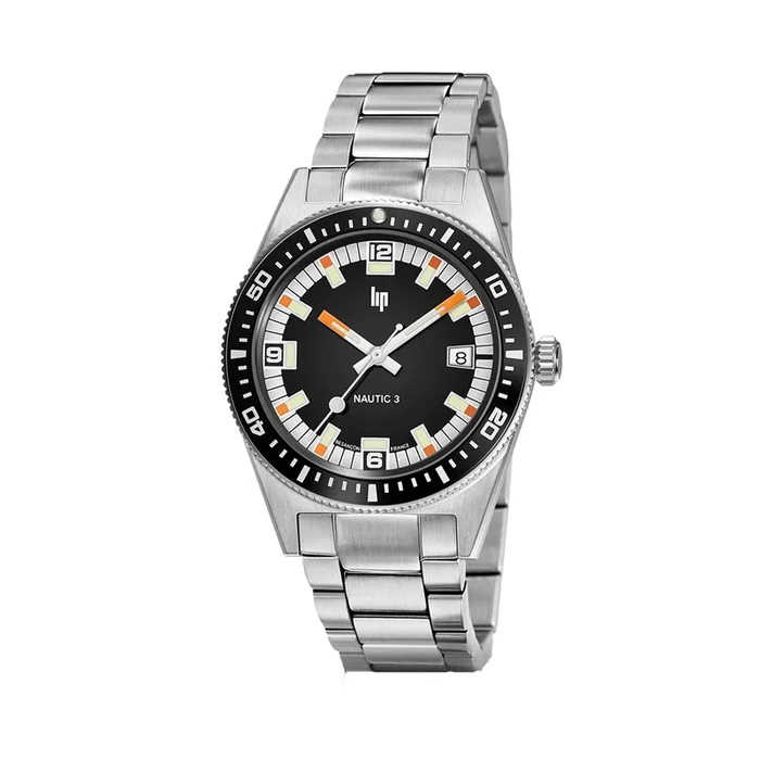 LIP Nautic 3 black dial steel bracelet 671852 – Lip