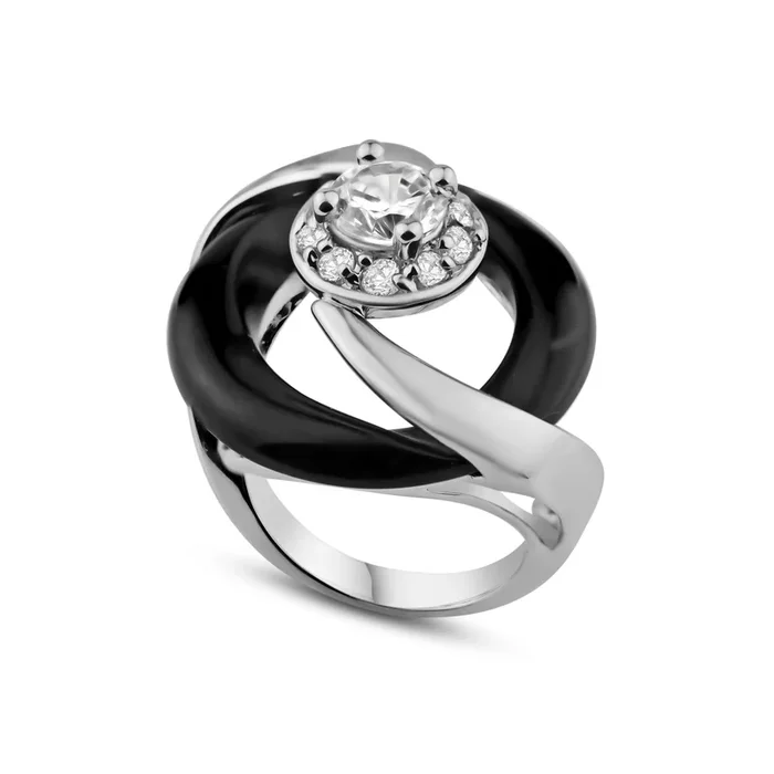 Liquidación – Anillo de plata 925 rodiada y rodio negro con circonita central de ónix negro – BGR00165
