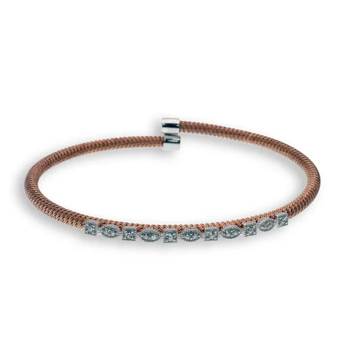 Liquidación – Brazalete italiano con detalles de circonitas cúbicas multiforma – ITB00042
