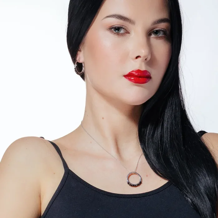 Liquidación – Juego de aros de plata 925 rodiada con circonitas negras redondas – STS00347